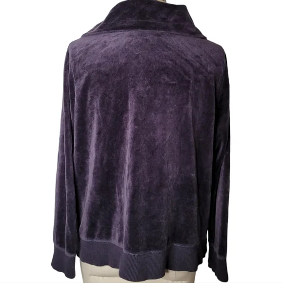 MK Michael KORS Purple Velour Full Zip Jacket Coat Sweatshirt Large Y2K - Picture 3 of 8